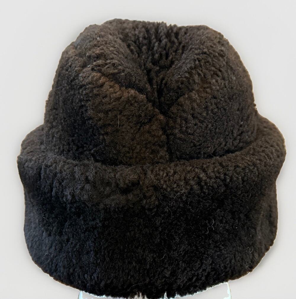 Vintage Brooks Brothers Mens Brown Dyed Mouton Lamb Fur Hat Size XL Made In USA